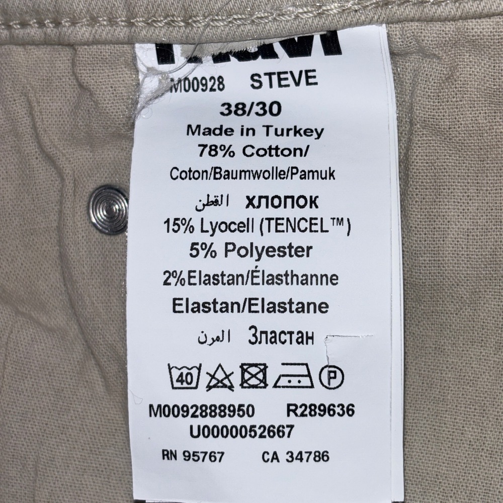 Mavi Steve Athletic Tapered Fit Pants Mens 38x30 Beige Stretch Chinos Comfort - Picture 6 of 13